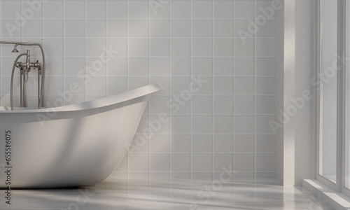 Contemporary bathroom. classic white vintage interior design, 3d render