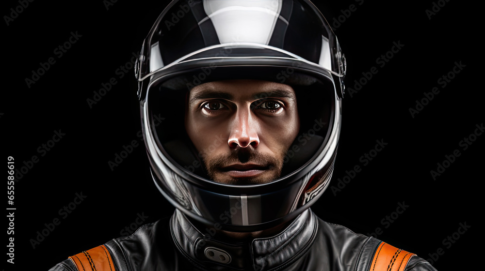 A handsome man in motorcycle helmet. Generative Ai A handsome man in motorcycle helmet. Generative Ai