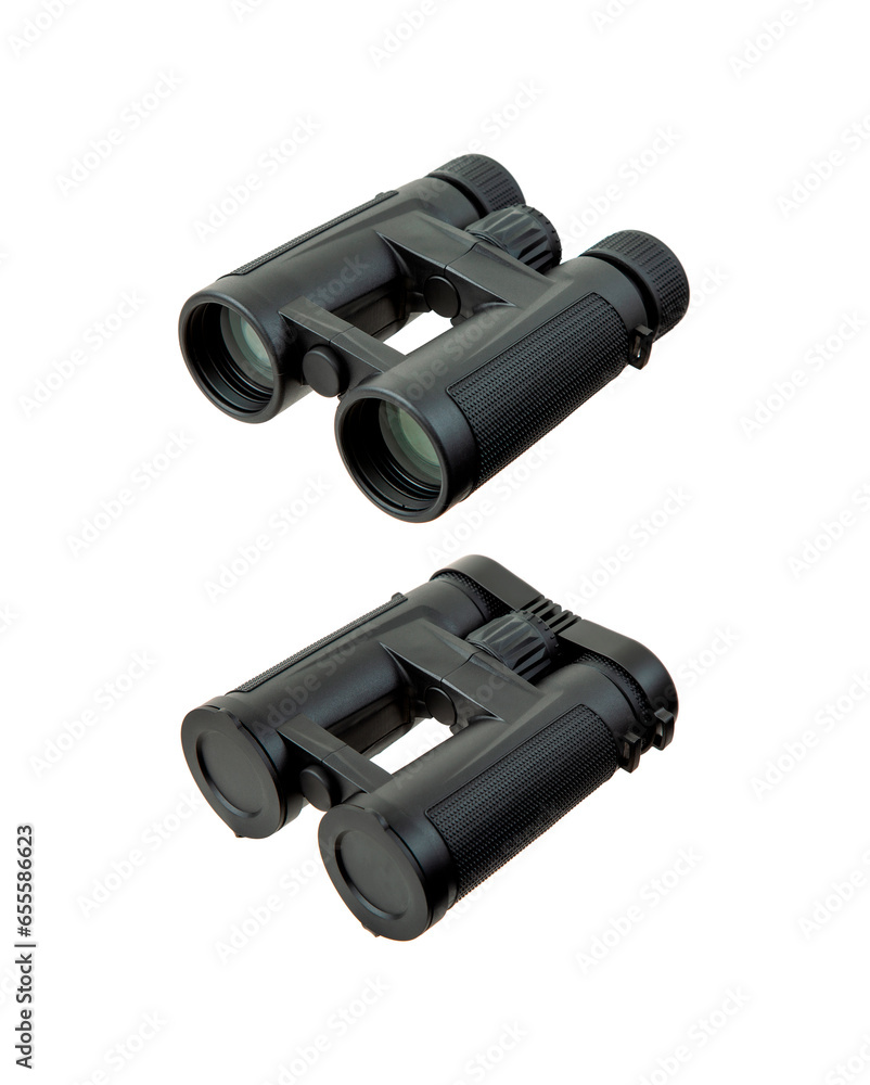 Modern binoculars. An optical instrument for observation at long distances. Isolate on a white back. Modern binoculars. An optical instrument for observation at long distances. Isolate on a white back.