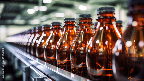 Large industrial beverage bottling line