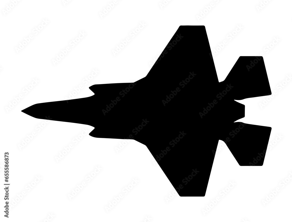 Fighter jet silhouette vector art white background - obrazy, fototapety, plakaty 