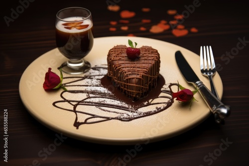 dessert with honeymoon written in chocolate on plate