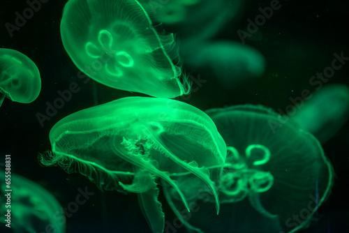 fluorescence jelly fish aquarium background
