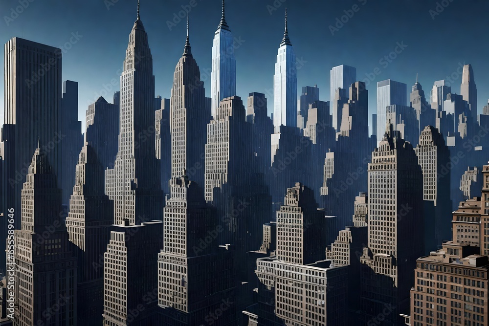 Buildings and skyline of Manhattan. New York City - USA.