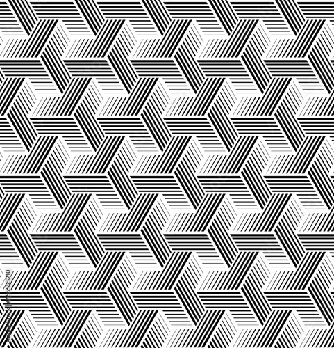 Abstract geometric pattern with stripes, lines. Seamless vector background. White and black ornament. Simple lattice graphic design.