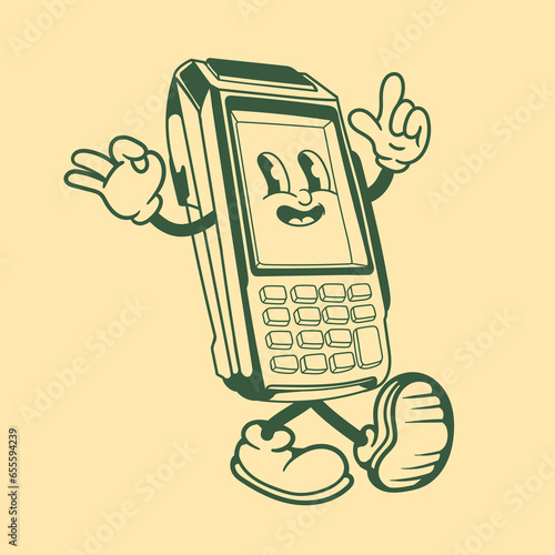 Vintage design character of payment terminal sale