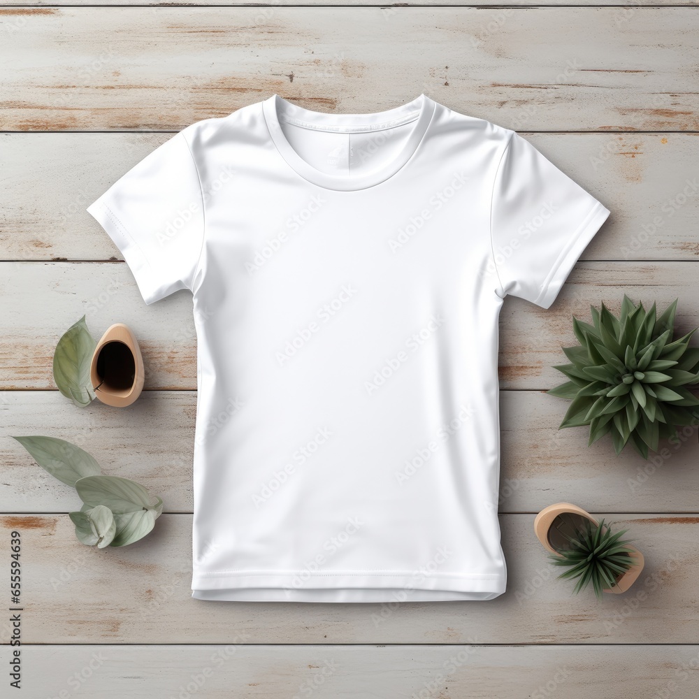 Blank t shirt mockup. Template blank shirt top view. background with composition frame. AI Generative. Blank t shirt mockup. Template blank shirt top view. background with composition frame. AI Generative.