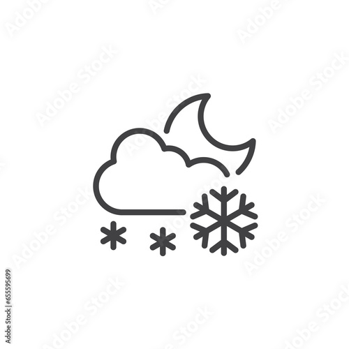 Night winter weather line icon.
