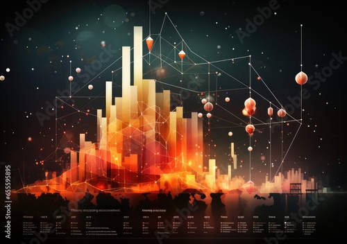 business perspective strategy chart, Candle stick of stock market or forex trading in perspective graphic design for financial investment concept. AI Generative.