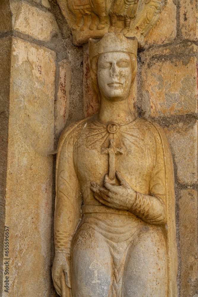 Saint Helena, mother of Emperor Constantine, north door, basilica Saint-Just de Valcabrère, 12th century, Comminges, French Republic, Europe