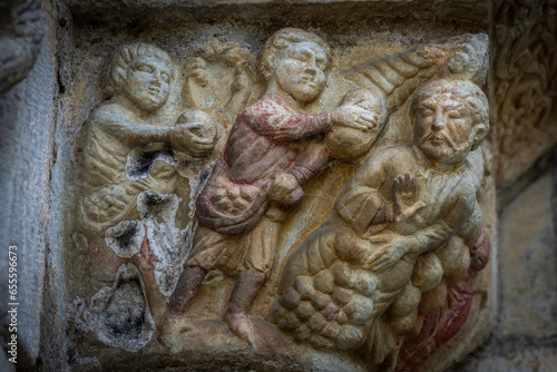 stoning of st. stephen, north door, basilica Saint-Just de Valcabrère, 12th century, Comminges, French Republic, Europe