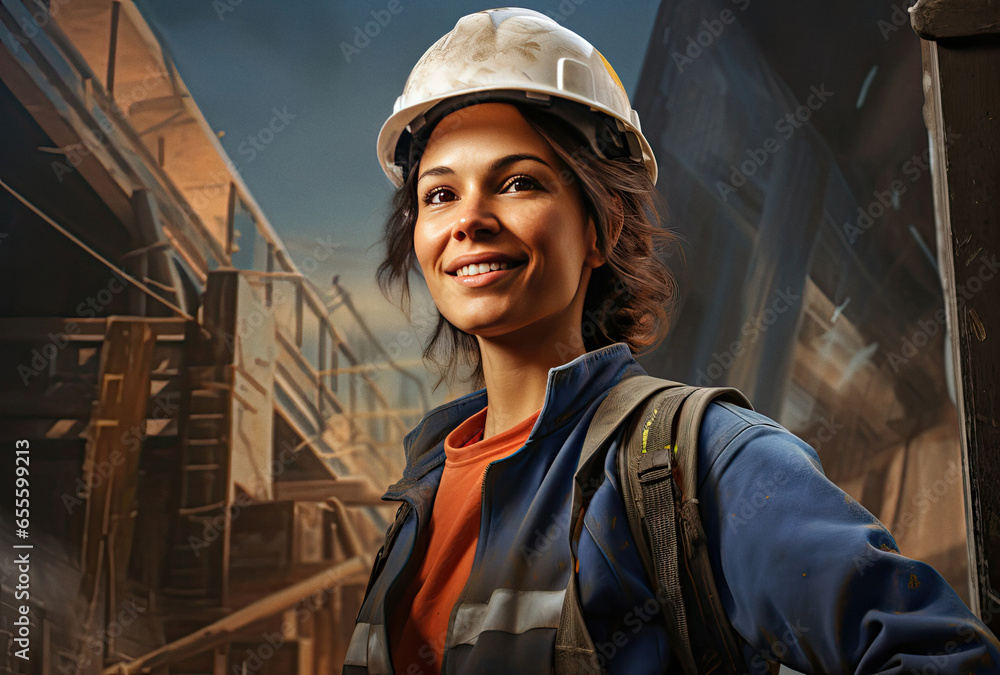 Smiling woman construction worker Smiling woman construction worker