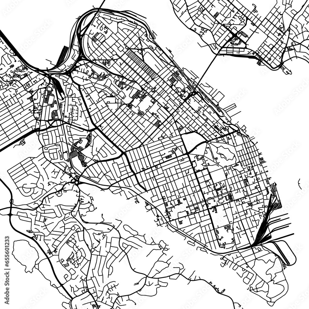 Naklejka premium Square (1:1 aspect ratio) Vector city map of Halifax Center Nova Scotia in Canada on a white background.