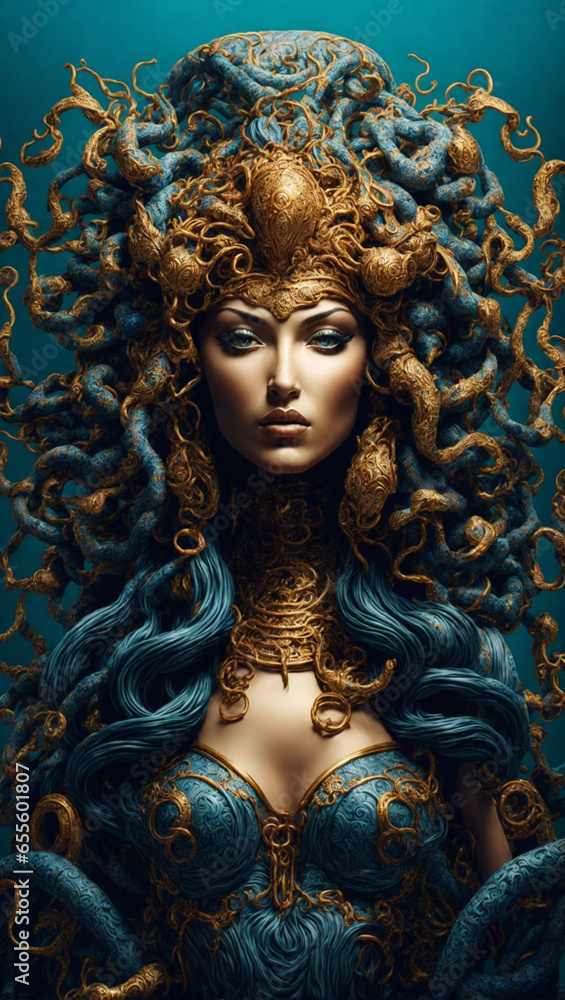 Retrato Medusa de la mitología griega