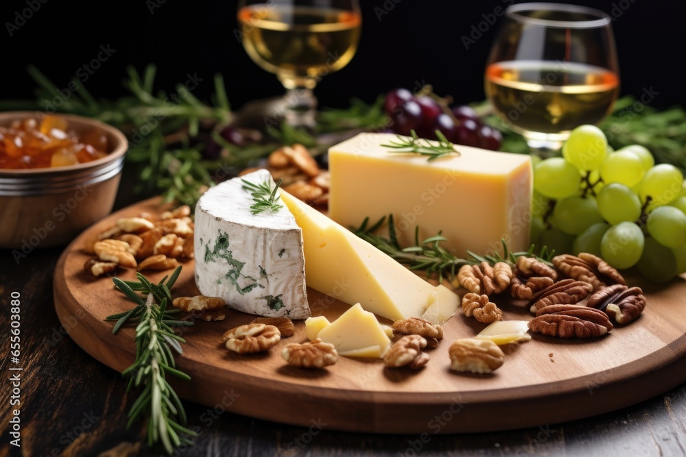 cheese plate with nuts, olives and herbs cheese plate with nuts, olives and herbs