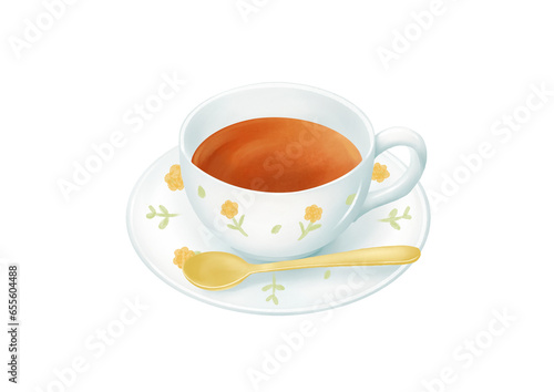 水彩で描いた紅茶