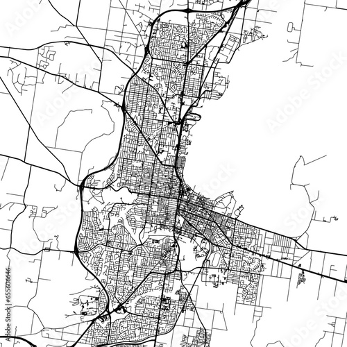 1:1 square aspect ratio vector road map of the city of  Geelong in  Australia with black roads on a white background.