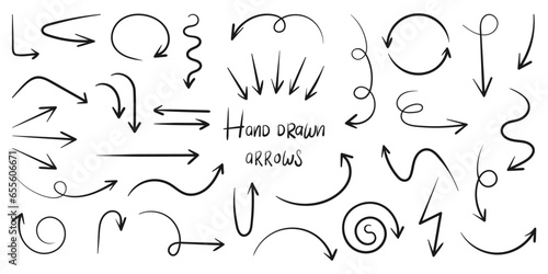 Set of hand drawn arrows