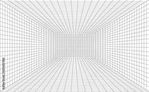 Perspective grid background. 3d Vector illustration. Interior design Model projection background template.