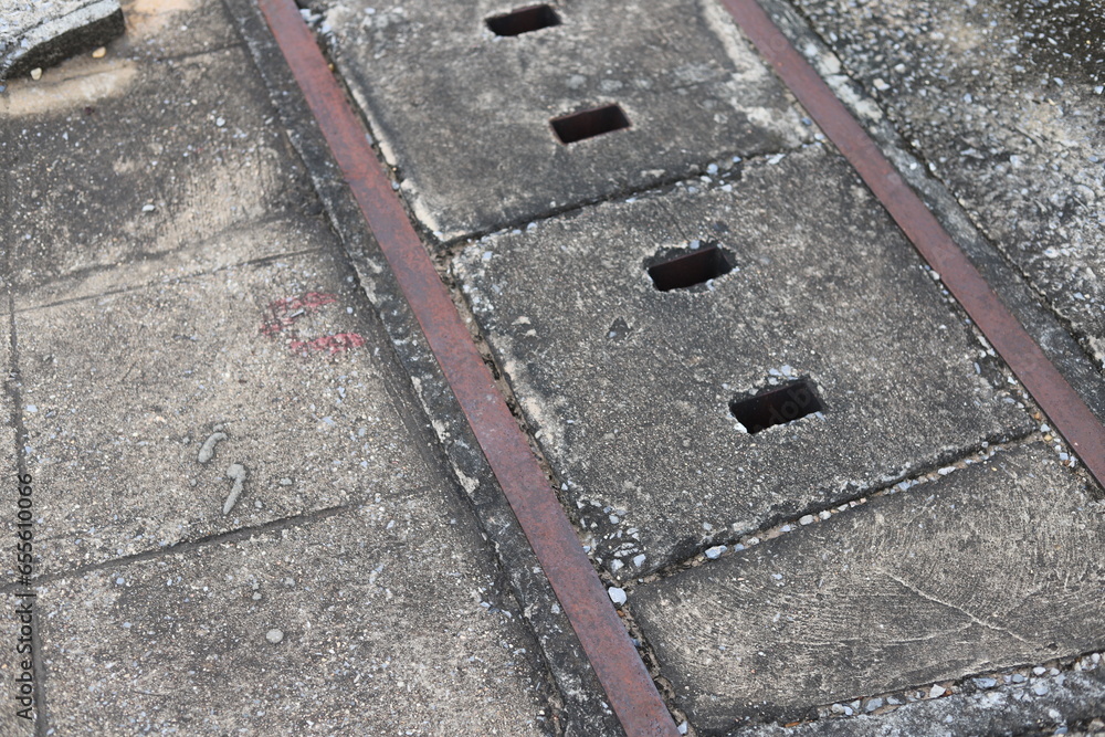 Fototapeta premium Rust on the old manhole cover