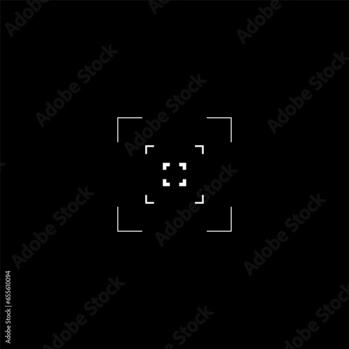 Obraz na płótnie Cyberpunk style square target. Futuristic tech GUI rectangle target, tech aim, HUD reticle, cyberpunk aesthetics, futuristic military interface. A vector cyber tech style design element. w salonie