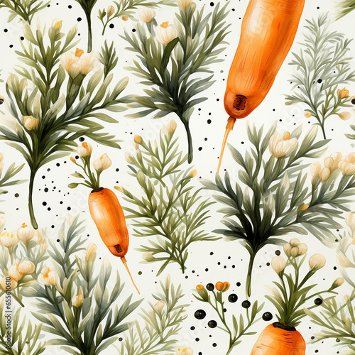 Seamless watercoloured carrot pattern for textiles or packaging photo