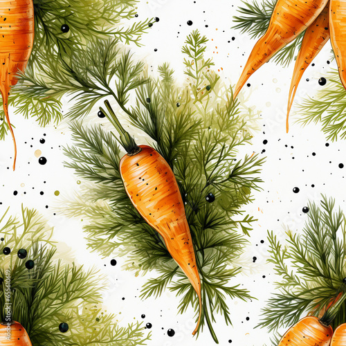 Seamless watercoloured carrot pattern for textiles or packaging photo