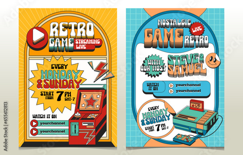 Poster Gaming Streaming With Retro Classic Arcade Video Gaming Machine