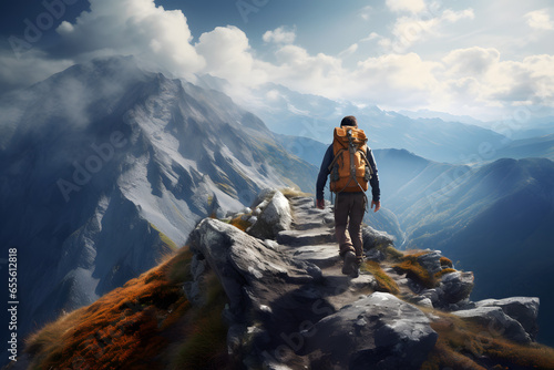 climbing a mountain with beautiful views Made with Generative AI © Dicky