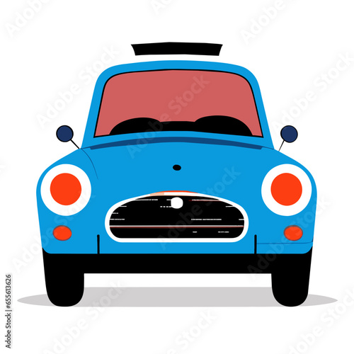 blue retro car