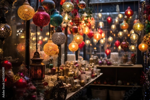 festive lights displayed in a decoration store
