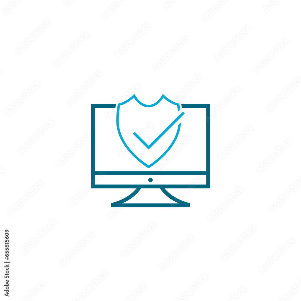 Monitor Security icon icon isolated on transparent background Monitor Security icon icon isolated on transparent background