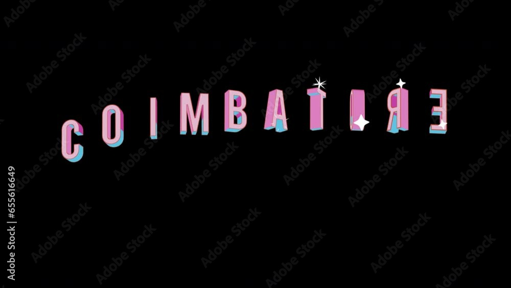 Bright letters jump merrily in the inscription COIMBATORE city. Retro. Alpha channel black. Looped from frame 120 to 240, Alpha BW at the end Bright letters jump merrily in the inscription COIMBATORE city. Retro. Alpha channel black. Looped from frame 120 to 240, Alpha BW at the end