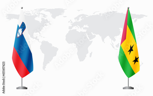 Slovenia and Sao Tome and Principe flags for official meeti