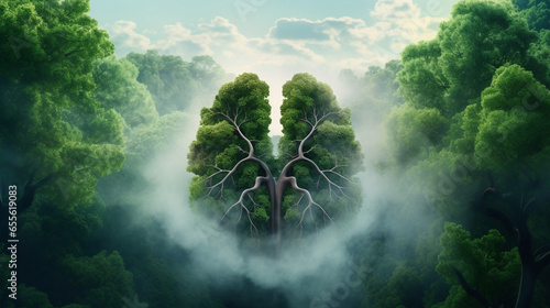 The Verdant Symphony: Earth's Lung. a breathtaking portrayal of the forest as Earth's lung