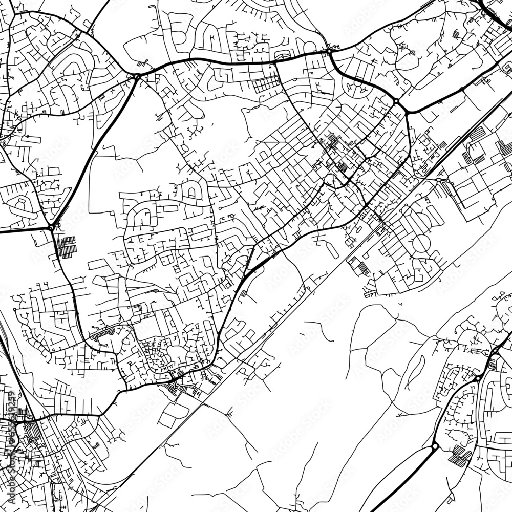 1:1 square aspect ratio vector road map of the city of  Beeston in the United Kingdom with black roads on a white background.