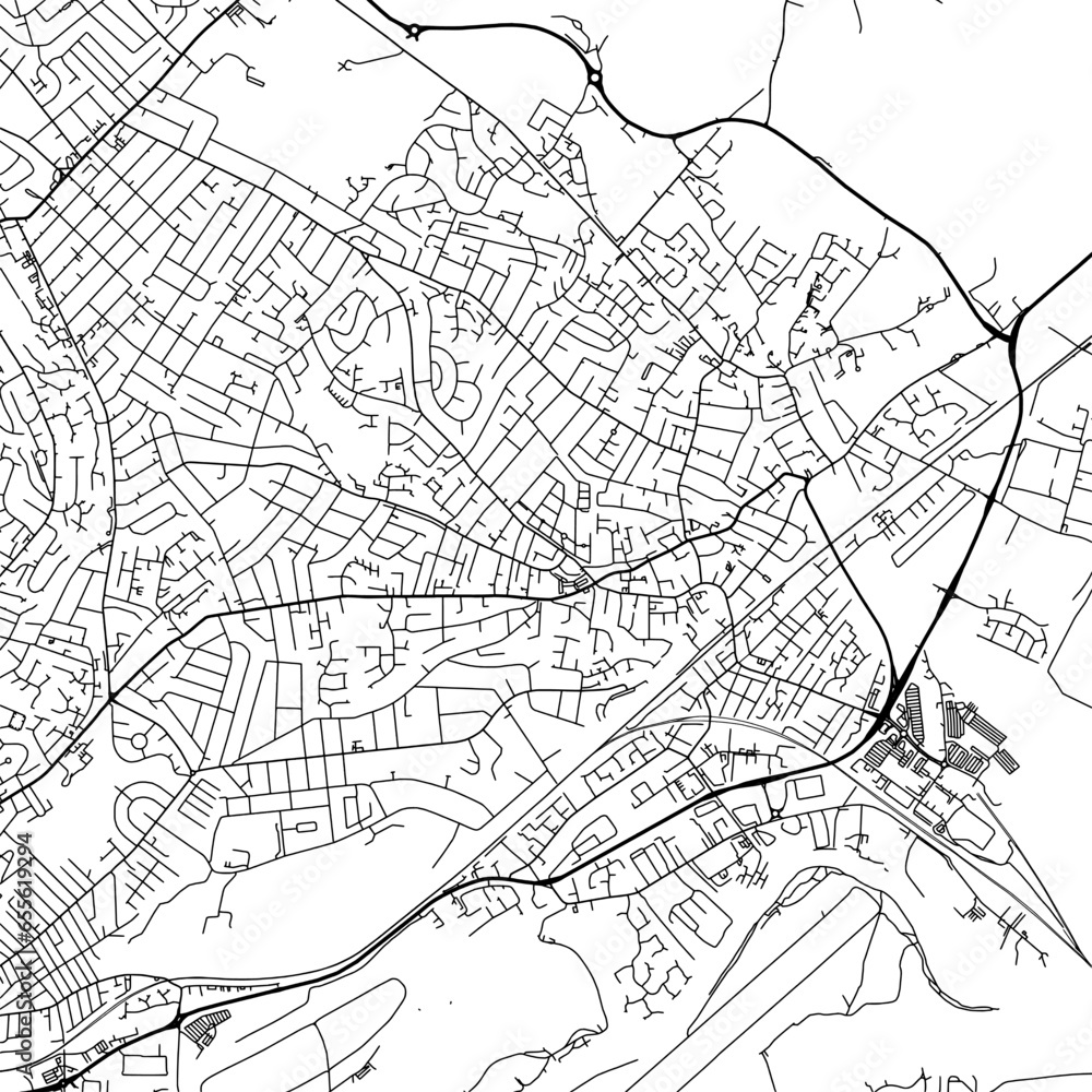 1:1 square aspect ratio vector road map of the city of  Carlton in the United Kingdom with black roads on a white background.