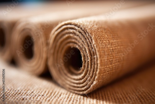 close-up of a natural jute yoga mat