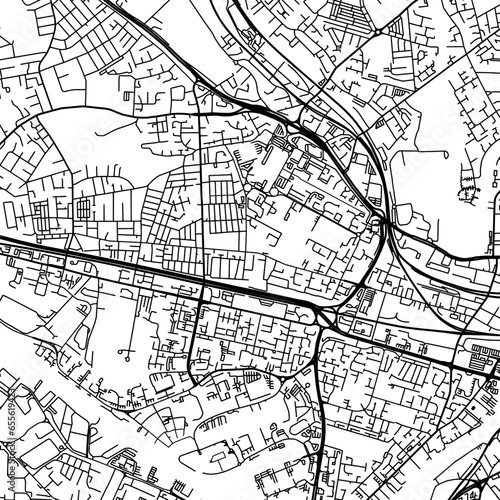 1:1 square aspect ratio vector road map of the city of Salford in the United Kingdom with black roads on a white background.