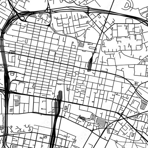 1:1 square aspect ratio vector road map of the city of  Glasgow Center in the United Kingdom with black roads on a white background.