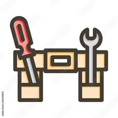 Tool Belt Vector Thick Line Filled Colors Icon Design