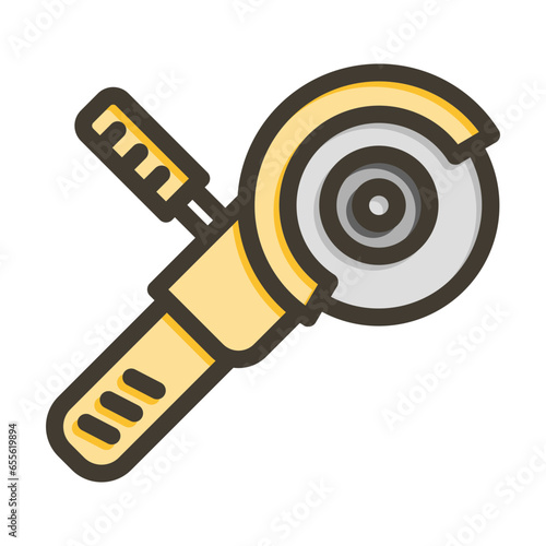 Angle Grinder Vector Thick Line Filled Colors Icon Design