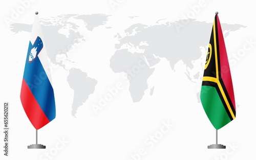 Slovenia and Vanuatu flags for official meeting