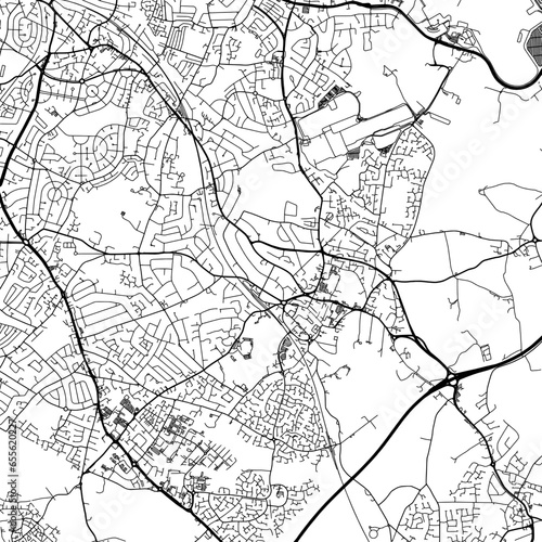 1:1 square aspect ratio vector road map of the city of Solihull in the United Kingdom with black roads on a white background.
