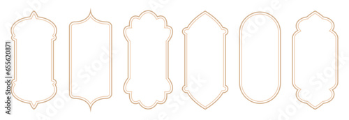 Islamic, arab vector line window icon set