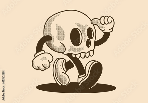 Mascot character illustration of walking skull