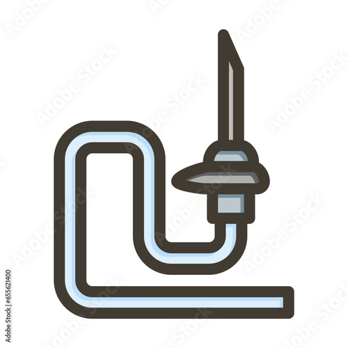 Catheter Vector Thick Line Filled Colors Icon Design