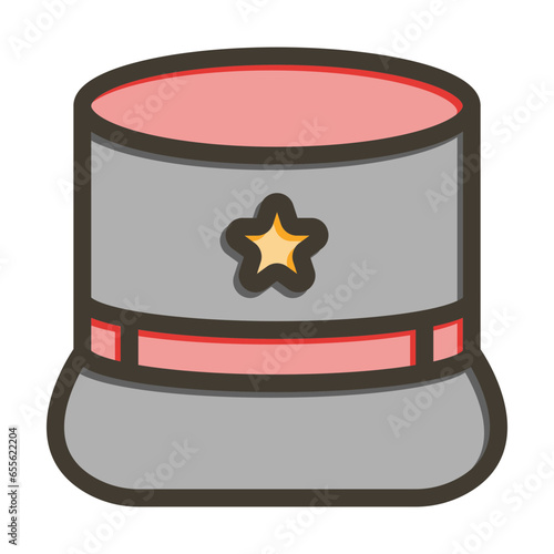 Kepi Hat Vector Thick Line Filled Colors Icon Design