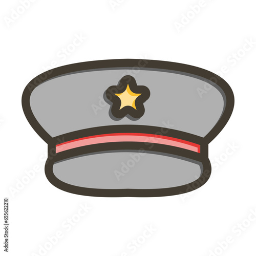 Peaked Hat Vector Thick Line Filled Colors Icon Design