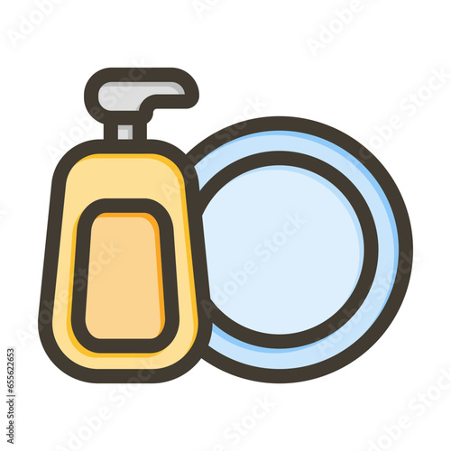 Dish Washer Vector Thick Line Filled Colors Icon Design